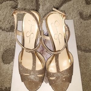 Jessica Simpson Gold Mesh Heels